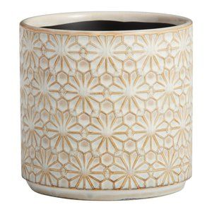 Stamped Floral Ceramic Planter